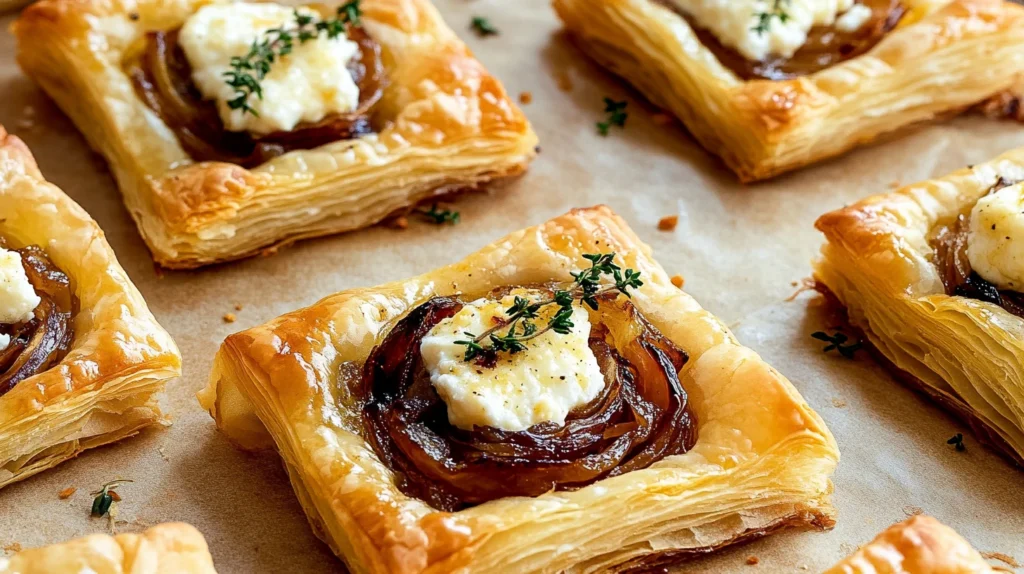 Caramelized Onion & Goat Cheese Bites are delicious snacks.