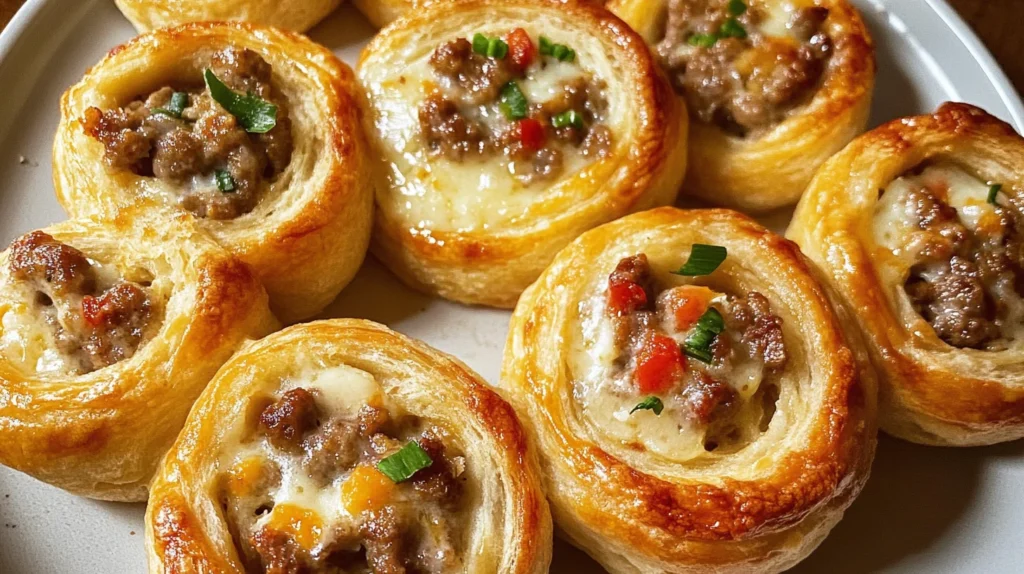 Old-school sausage pinwheels are a tasty treat.