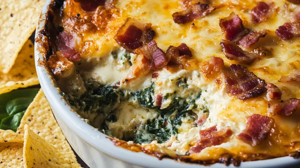 Bacon Spinach Dip is the perfect party appetizer.