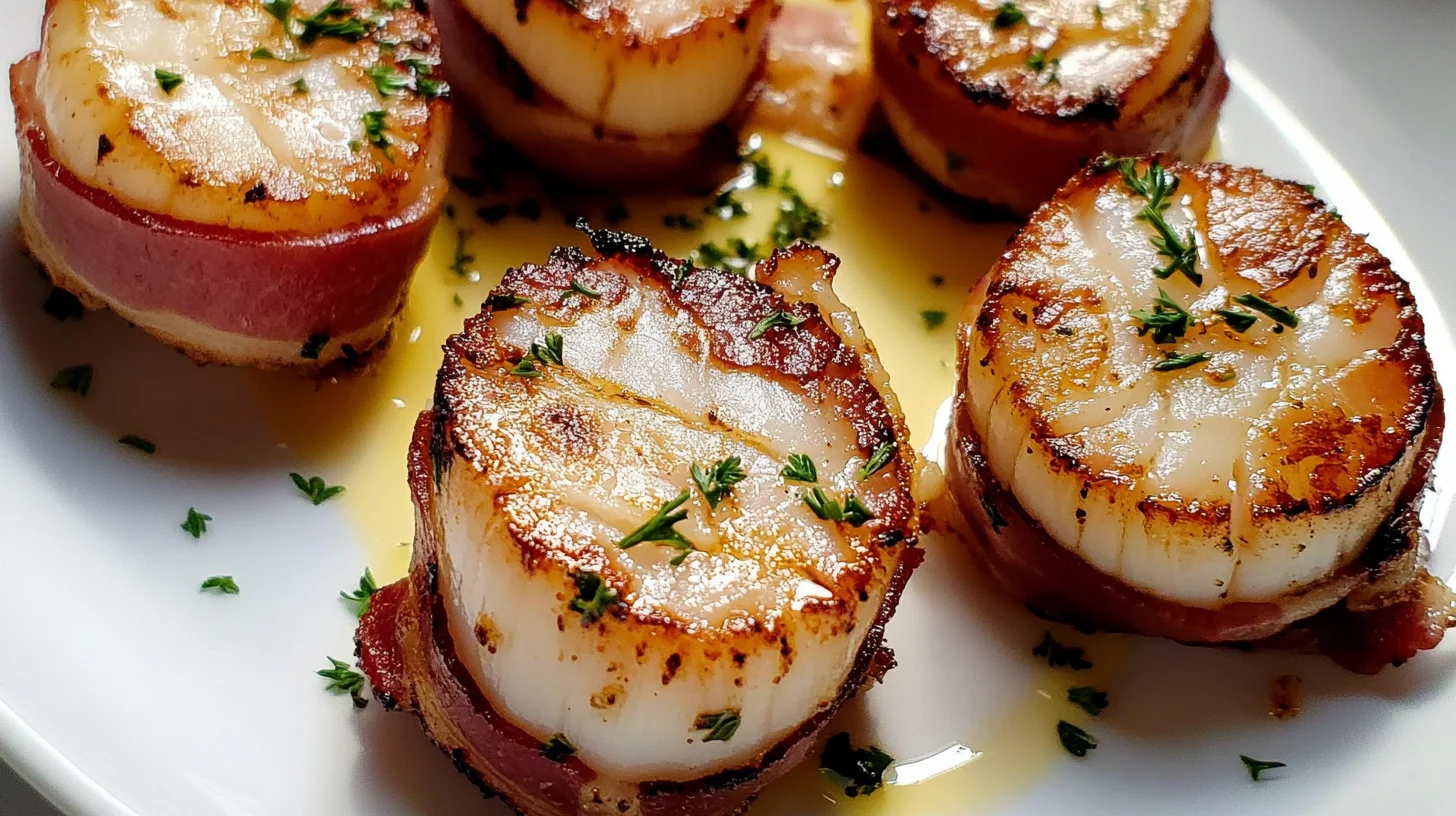 Bacon-Wrapped Scallops are a delicious appetizer.