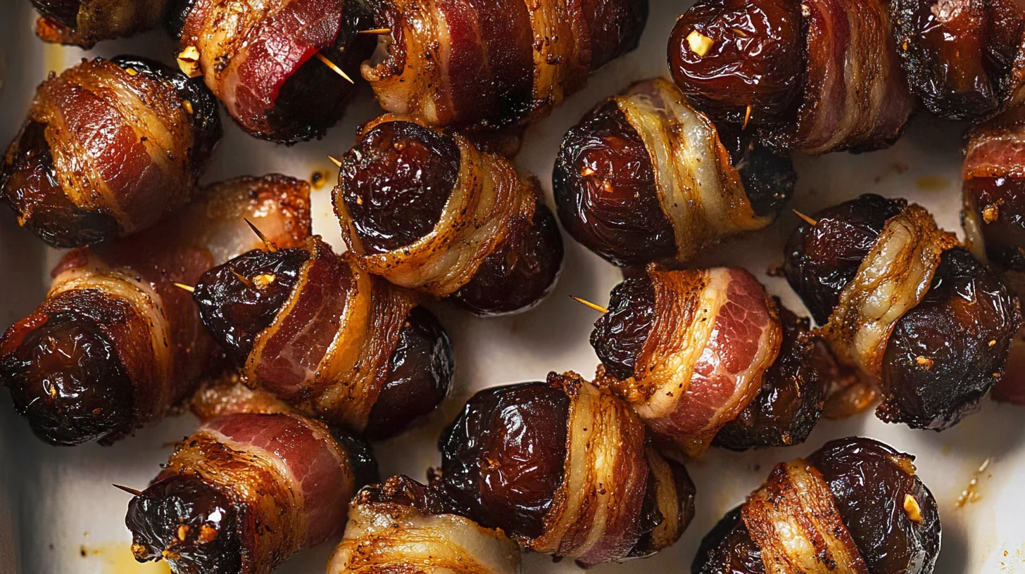 Bacon Wrapped Dates are a delicious appetizer choice.