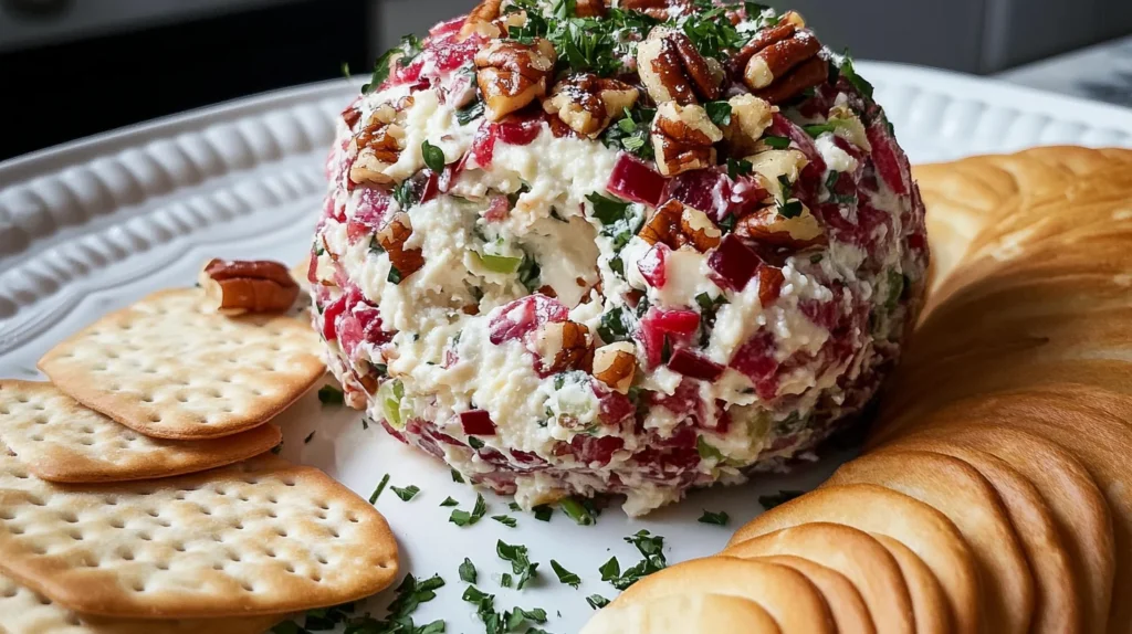 Fancy Christmas Cheese Ball for Your Holiday Party.