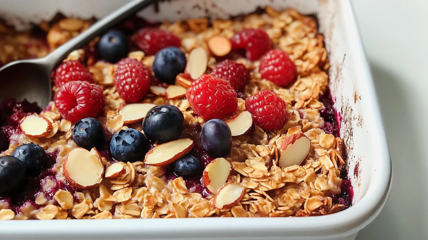 Baked Oatmeal With Berries and Almonds is delicious.