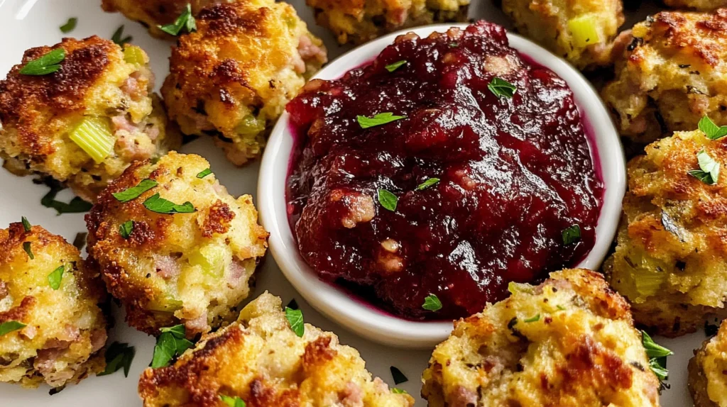 Sausage Stuffing Bites With Cranberry Sauce Delight Guests