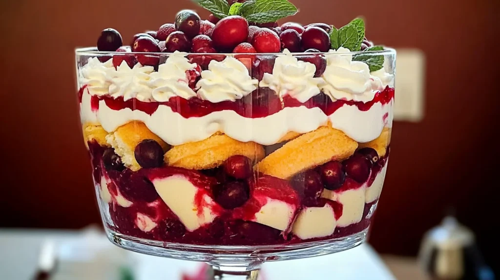 Cranberry Dreamsicle Trifle is a festive delight.