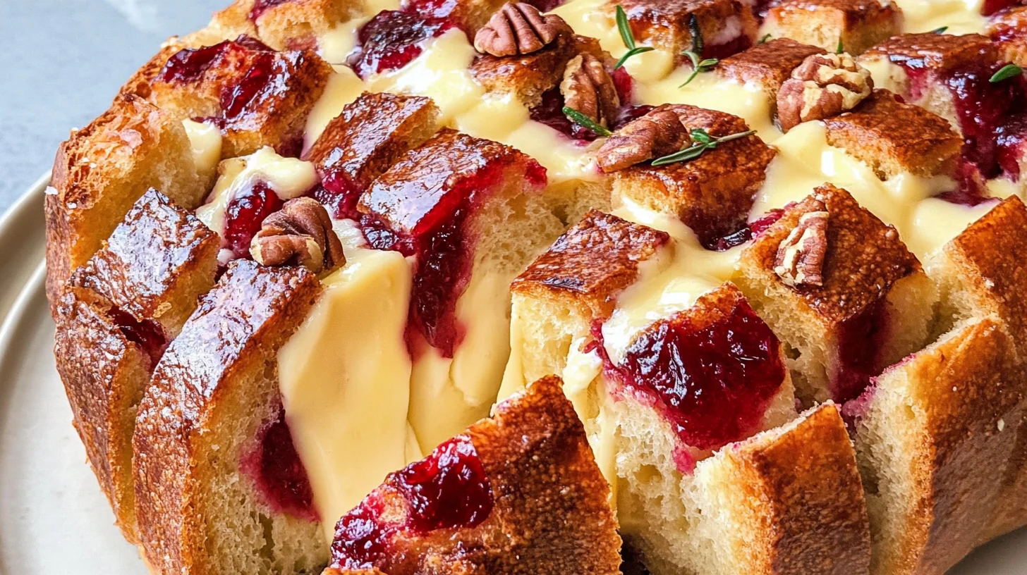 Cranberry Brie Pull-Apart Bread is a festive delight.