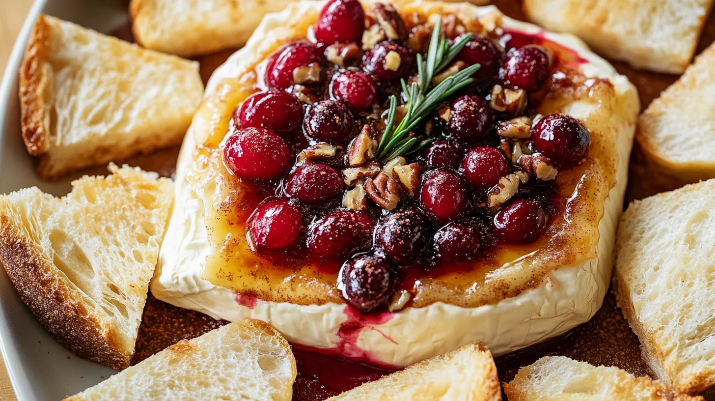 Maple Cranberry Baked Brie is a festive delight.