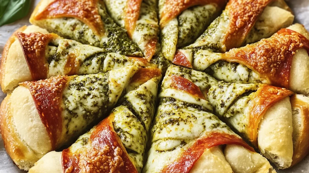 Pesto Pizza Stuffed Star Bread is a delicious treat.