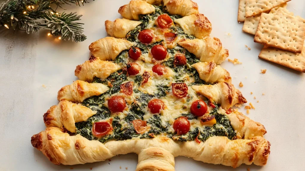 Cheesy Spinach Dip Christmas Tree is a festive treat.